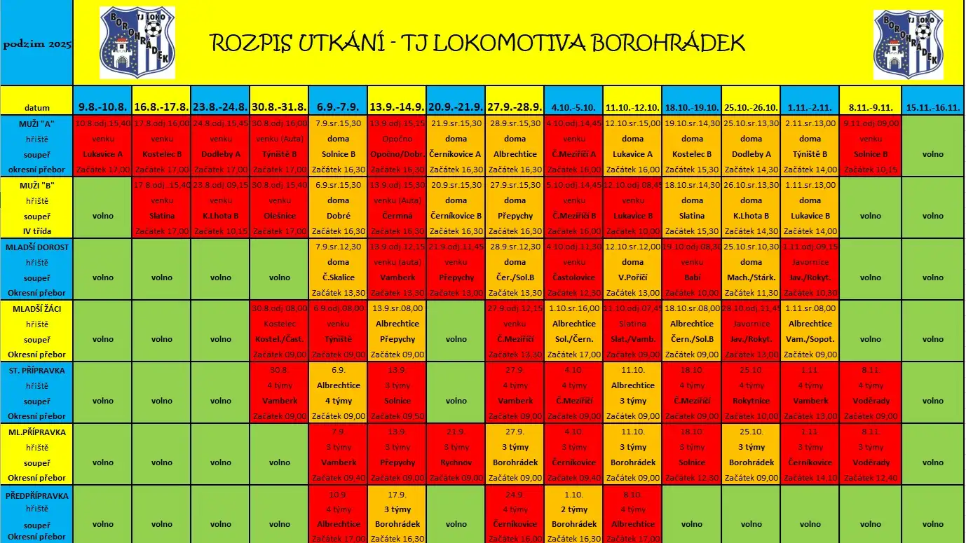 Rozpis JARO 2025 kompletní