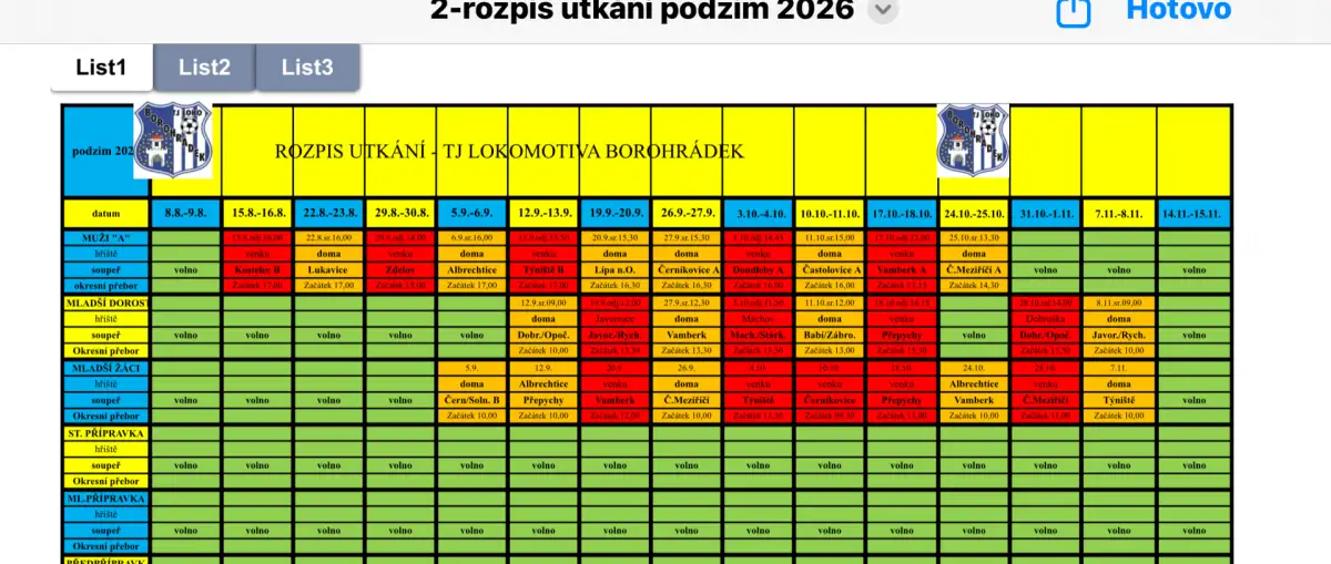 Rozpis utkání podzim 2026