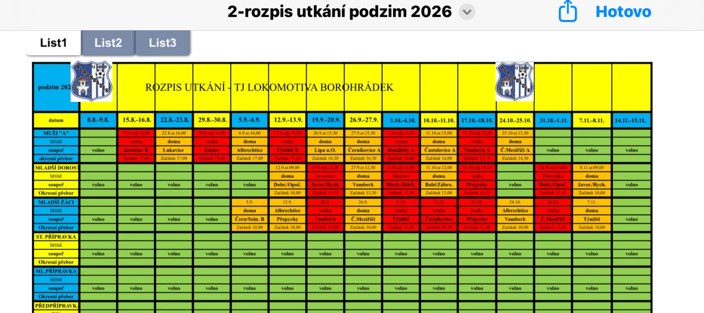 Rozpis utkání podzim 2026
